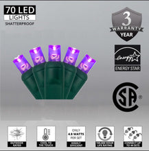 Load image into Gallery viewer, purple 70 LED lights shatterproof christmas lights