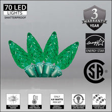 Load image into Gallery viewer, Green LED faceted C6 shatterproof with energy chart
