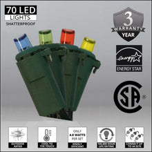 Load image into Gallery viewer, Multicolor 5mm shatterproof christmas lights with energy chart