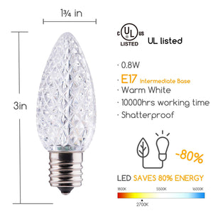 warm white faceted C9 dimensions 