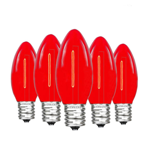 red C9 LED filament christmas bulbs